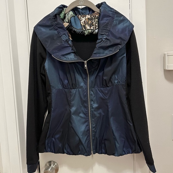 Alberto Makali Jackets & Blazers - Alberto Makali Full Zip Iridescent Blue & Black Jacket Coat M Oversized Collar